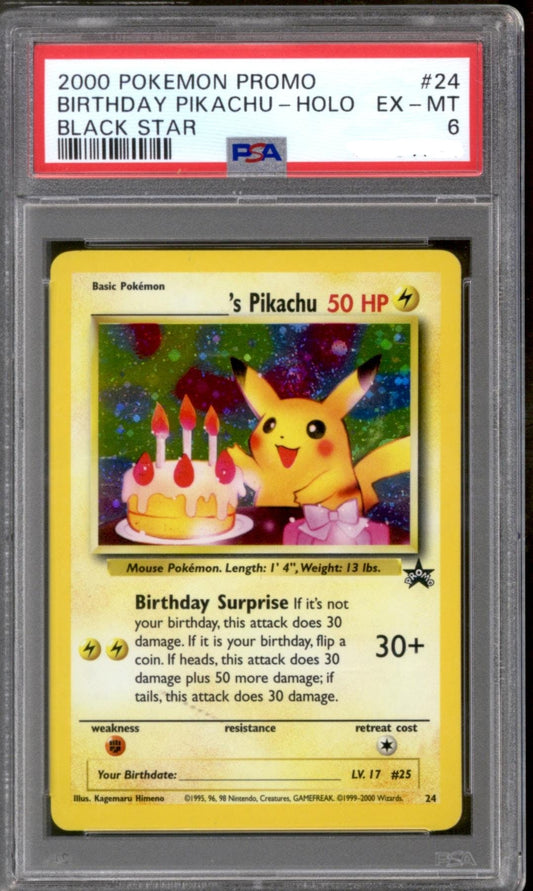 2000 Birthday Pikachu Holo - PSA 6